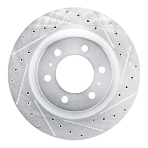 Lexus LX600 Brake Rotor (1) - Front Right - R1 Concepts - Drilled & Slotted - Silver - `22-`25